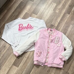 Barbie Pink and White Varsity Jacket and Sweatshirt